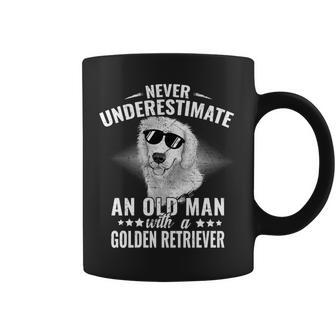 Never Underestimate An Old Man With Golden Retriever Dog Coffee Mug - Seseable