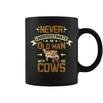 Never Underestimate An Old Man With His Cows Coffee Mug - Seseable