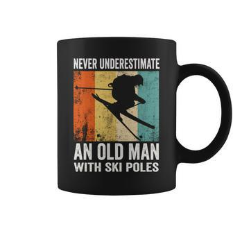 Never Underestimate An Old Man With Ski Poles Lover Skiing Coffee Mug - Seseable