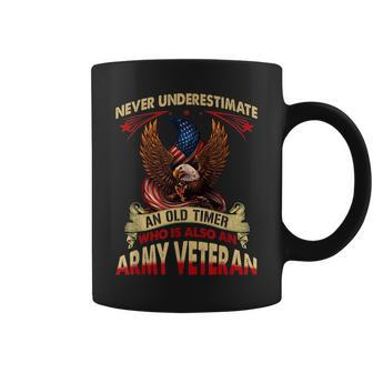Never Underestimate An Old Timer Who Is Also An Army Vet Coffee Mug - Seseable
