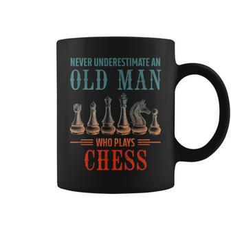 Never Underestimate An Old Who Plays Chess Gift For Mens Chess Funny Gifts Coffee Mug | Mazezy