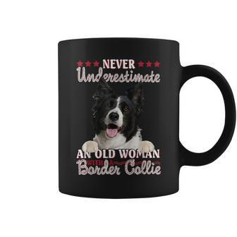 Never Underestimate An Old Woman With A Border Collie Old Woman Funny Gifts Coffee Mug | Mazezy