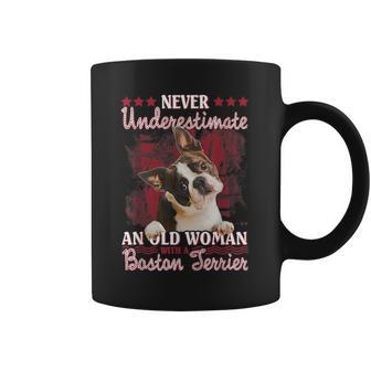 Never Underestimate An Old Woman With A Boston Terrier Coffee Mug - Seseable