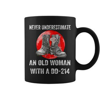 Never Underestimate An Old Woman With A Dd 214 Old Woman Funny Gifts Coffee Mug | Mazezy