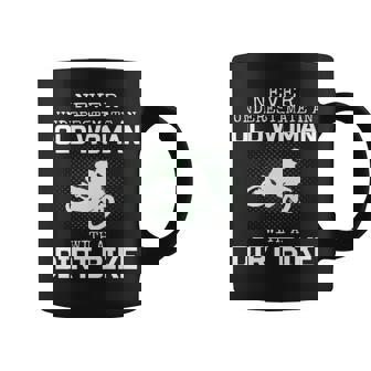 Never Underestimate An Old Woman With A Dirt Bike Womens Old Woman Funny Gifts Coffee Mug | Mazezy