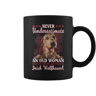 Never Underestimate An Old Woman With A Irish Wolfhound Gift For Womens Coffee Mug - Seseable