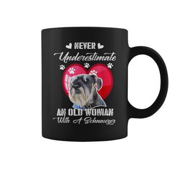 Never Underestimate An Old Woman With A Schnauzer Dog Lover Coffee Mug - Seseable