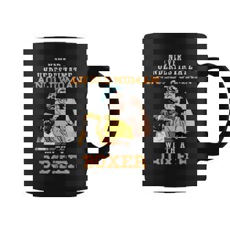 Never Underestimate An Old Woman With Boxer Dog Lover Old Woman Funny Gifts Coffee Mug | Mazezy