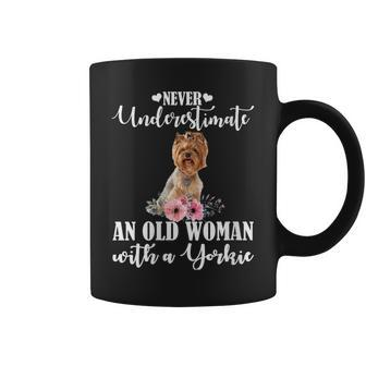 Never Underestimate An Old Woman With Yorkie Gift For Womens Coffee Mug - Seseable