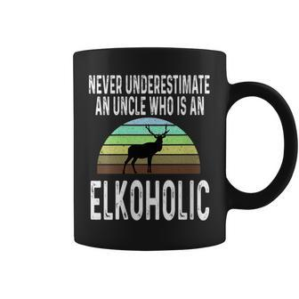 Never Underestimate An Uncle Who Is An Elkoholic Funny Elk Gift For Womens Coffee Mug - Seseable