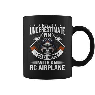 Never Underestimate And Old Man With An Rc Airplane Old Man Funny Gifts Coffee Mug | Mazezy