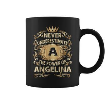 Never Underestimate Angelina Personalized Name Coffee Mug - Seseable