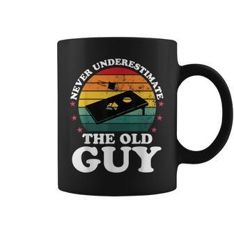 Never Underestimate Cornhole Player Men Grandpa Funny Gift Grandpa Funny Gifts Coffee Mug | Mazezy