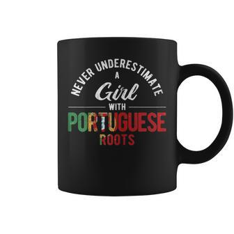 Never Underestimate Girl With Roots Portugal Portuguese Coffee Mug | Mazezy