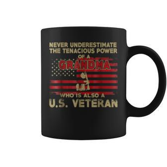 Never Underestimate Grandma Who Is Also A Us Veteran Veteran Funny Gifts Coffee Mug
