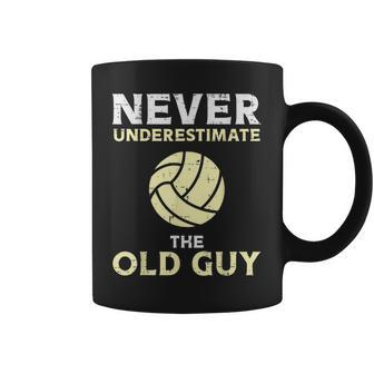 Never Underestimate Old Guy Volleyball Coach Dad Grandpa Men Gift For Mens Coffee Mug | Mazezy UK