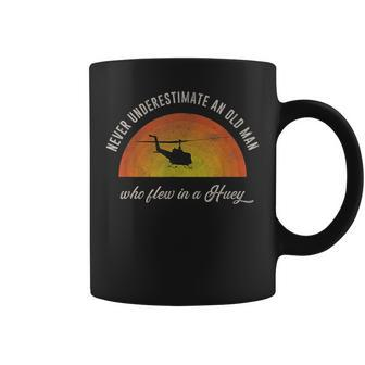 Never Underestimate Old Huey Helicopter Pilot Sunset Vietnam Pilot Funny Gifts Coffee Mug | Mazezy CA