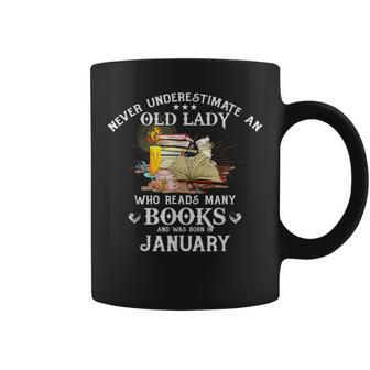 Never Underestimate Old Lady Who Reads Many Books January Coffee Mug | Mazezy UK