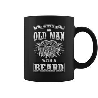 Never Underestimate Old Man Bearded Husband Beard Gift For Mens Old Man Funny Gifts Coffee Mug | Mazezy
