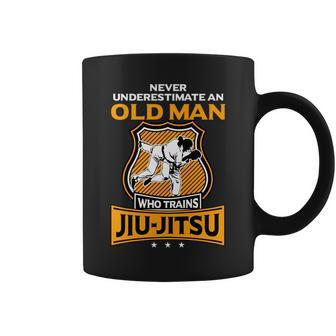 Never Underestimate Old Man Brazilian Jiu Jitsu Bjj Gi Gift Coffee Mug - Seseable