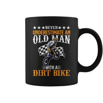 Never Underestimate Old Man Motocross Dirt Bike Grandpa Mens Coffee Mug - Seseable
