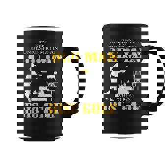 Never Underestimate Old Man Plays Disc Golf Old Man Funny Gifts Coffee Mug | Mazezy