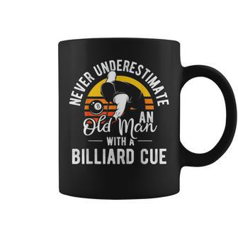 Never Underestimate Old Man With A Billard Cue Pool Player Gift For Mens Coffee Mug | Mazezy