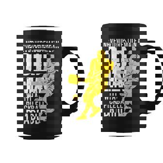 Never Underestimate Old Man With Pickleball Paddle Gift For Mens Old Man Funny Gifts Coffee Mug | Mazezy