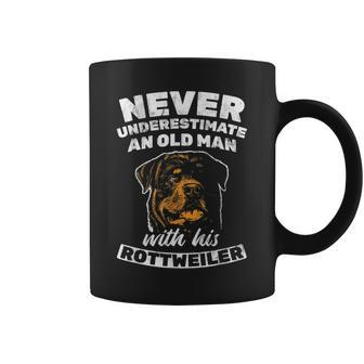 Never Underestimate Old Man With Rottweiler Rottie Rott Pet Gift For Mens Coffee Mug | Mazezy