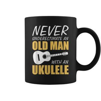Never Underestimate Old Man With Ukulele Musician Coffee Mug - Seseable