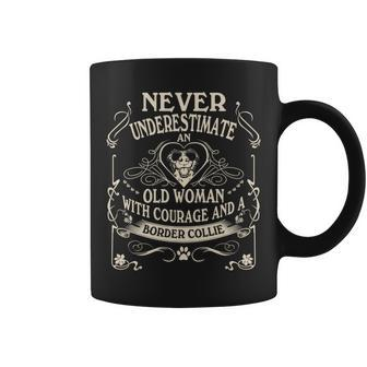 Never Underestimate Old Woman Courage & Border Collie Coffee Mug - Seseable