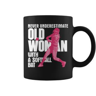Never Underestimate Old Woman With A Softball Bat Coffee Mug - Seseable