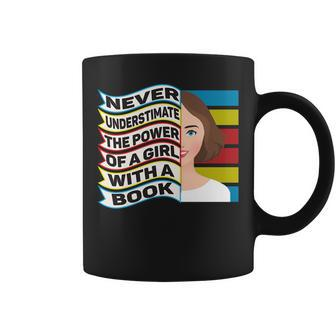 Never Underestimate Power Of Girl With Book Young Rbg Coffee Mug - Seseable