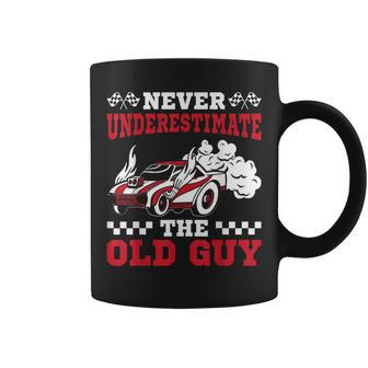 Never Underestimate The Old Guy Funny Drag Racing Grandpa Gift For Mens Coffee Mug - Seseable