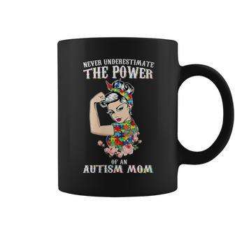 Never Underestimate The Power Of An Autism Mom Autism Aware Gift For Womens Coffee Mug - Seseable
