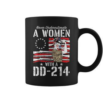 Never Underestimate Women With Dd214 Gun Rights Veteran Day Veteran Funny Gifts Coffee Mug | Mazezy