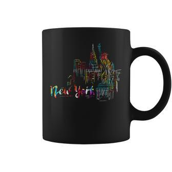 New York Skyline Heartbeat Statue Of Liberty I Love New York Coffee Mug - Seseable