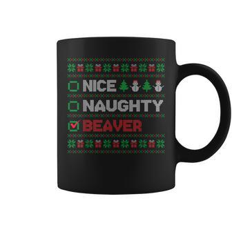 Nice Naughty Beaver Christmas List Ugly Sweater Coffee Mug - Seseable