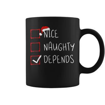 Nice Naughty Depends Christmas List Xmas Santa Claus Coffee Mug - Seseable