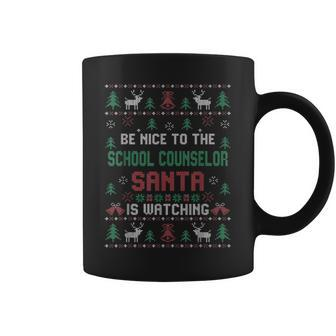 Be Nice To The School Counselor Ugly Christmas Sweaters Coffee Mug | Mazezy
