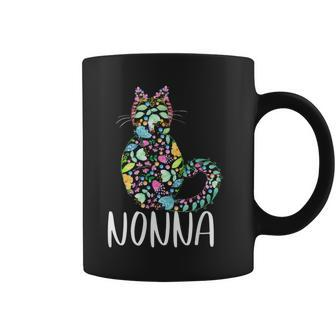 Nonna Floral Cat Italian Grandma Cat Lover Coffee Mug | Mazezy