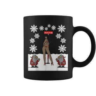 North Pole Stripper & Bashful Elfs Ugly Christmas Coffee Mug | Mazezy