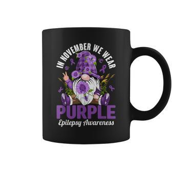 In November We Wear Purple Epilepsy Awareness Gnome Coffee Mug - Monsterry DE