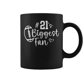 Number 21 Biggest Fan Football Player Mom Dad Family Coffee Mug | Mazezy CA