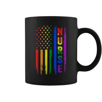 Nurse Lgbt Gay Pride Rainbow Flag Registered Nursing Rn Coffee Mug | Mazezy
