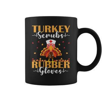 Nurse Turkey Thanksgiving Fall Scrubs Top For Nursing Coffee Mug | Mazezy