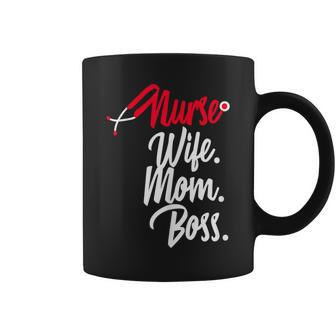 Nurse Wife Mom Boss Retro Nurse Sayings Quotes Nursing Coffee Mug | Mazezy