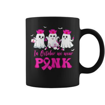 In October We Wear Pink Boos Nurse Breast Cancer Awareness Coffee Mug - Monsterry AU
