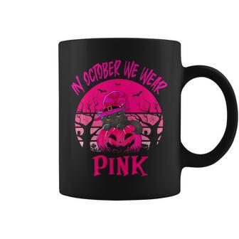 In October We Wear Pink Cute Cat Breast Cancer Awareness Coffee Mug