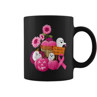 In October We Wear Pink Ghosts & Pumpkins For Breast Cancer Coffee Mug